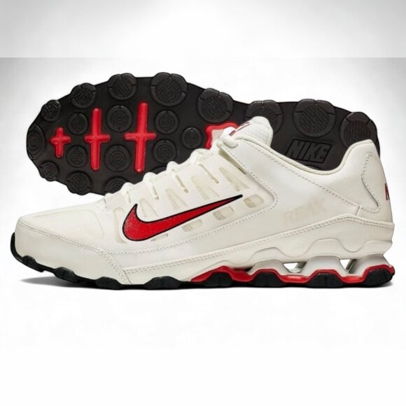 Nike Reax 8 TR Mesh Mens Training Shoes Size 12 Sail/Red/Black 621716 100 (NEW) - Picture 1 of 7